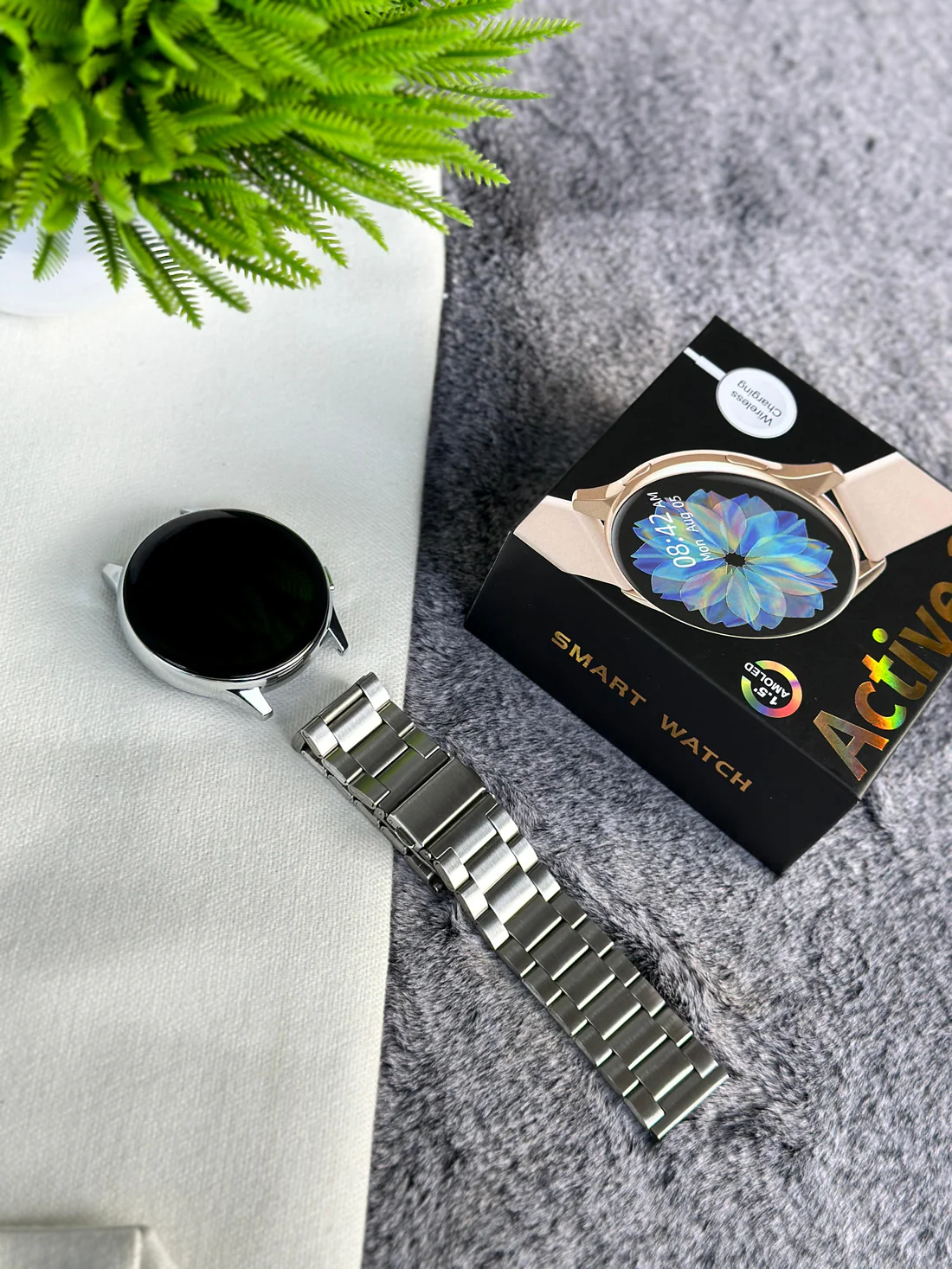 8036 SmartWatch Active 2 Bluetooth Black, Aluminium Dial Belt and Chain watch - Image 9