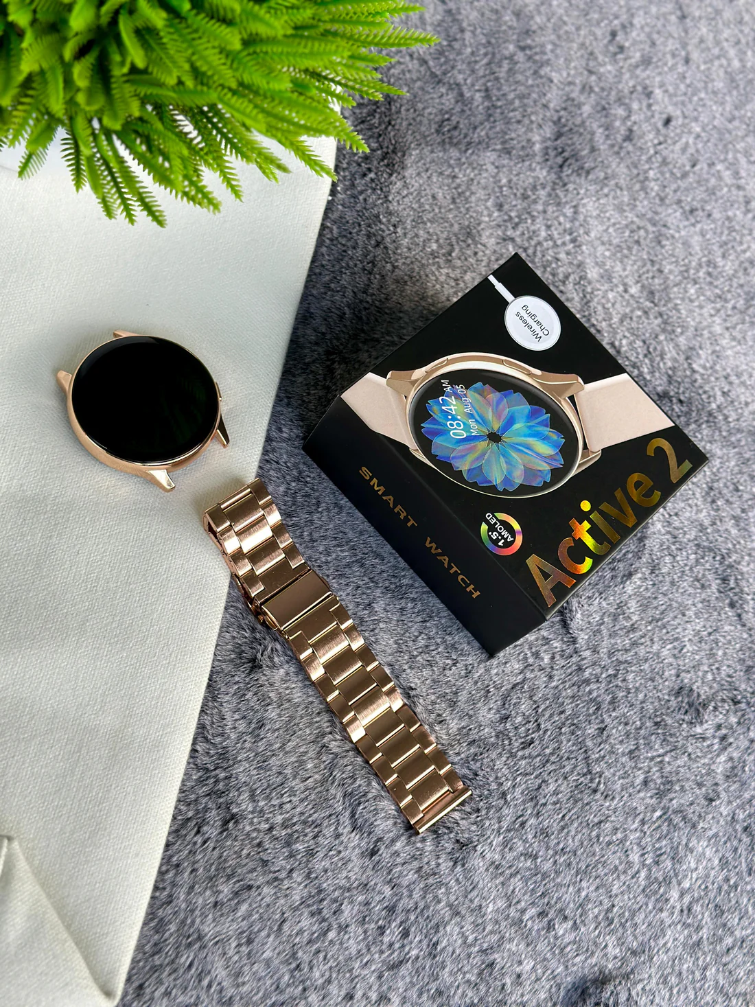 8036 SmartWatch Active 2 Bluetooth Black, Aluminium Dial Belt and Chain watch - Image 7