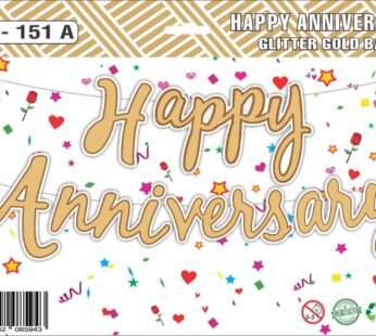 8039 (6 pcs ) Happy anniversary glitter gold banner
