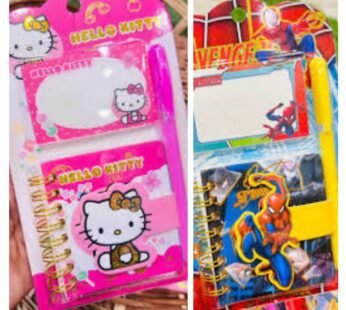 SC-203-1 Spiral Diary With Printed Sticky Notes and pen, Random Cartoon Prints