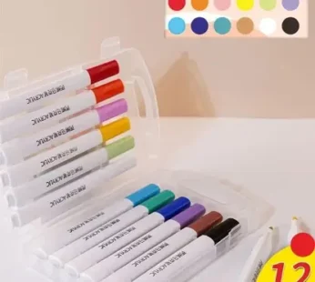 555-12 Fine Tip Marker Pens with Water-Based Ink in 12 Colors for Kids and Teens Coloring Book, Easter Egg Painting, Drawing, Journalling, Gift for Students