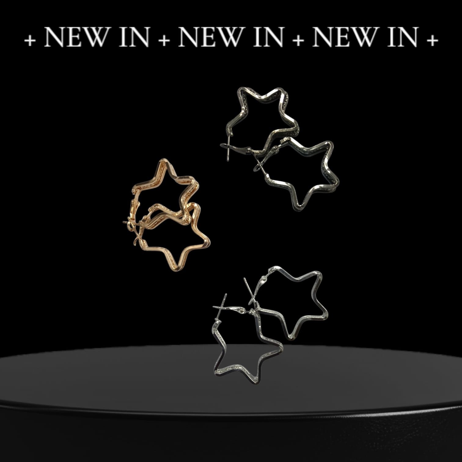 10434 /12 Pairs Star Hoops Earrings Silver & Golden Colour For Women And Girls - Image 3