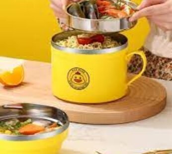 10684 Stainless Steel Maggie Bowl with Airtight and Leakproof Lid Noodles Bowl Tableware Infant Pasta, Soup, Rice, Maggie, Fruit Snack Food Storage Container for Kitchen School Outdoor Travel