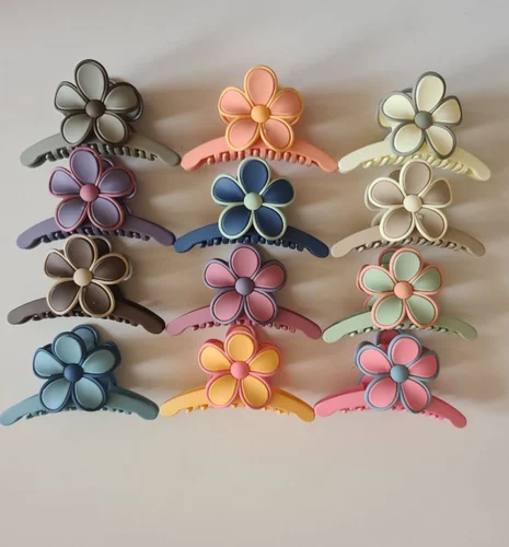 11266 Flower Hair Claw Clips – Matte Finish Multicolor Floral Clutchers for Girls & Women - Image 2