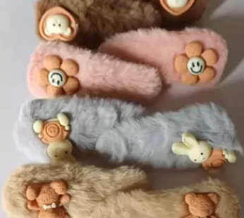 7029 (10 pcs) FUR HAIR CLIP FOR GIRLS