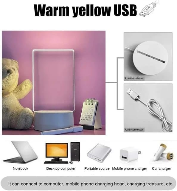 20159 3D Creative Visualization Lamp - Acrylic Illusion Message Board Night Light, Rewritable Table Lamp for Study, LED Light, Office Home Decor Gift - Image 3