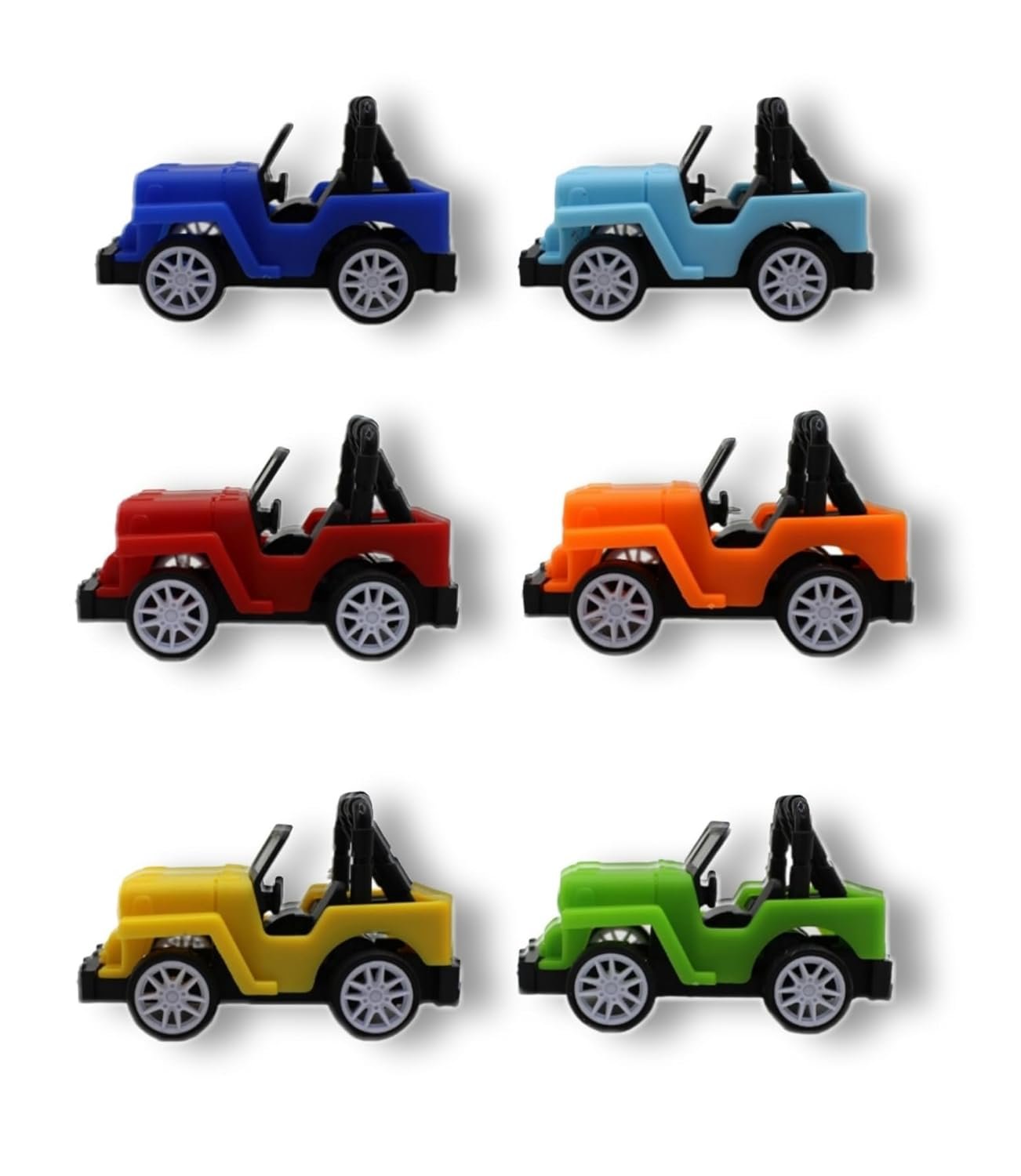 LM-629 {Set of 6} Pull Back SUV Car Toys , Off-Road Jeep & Racer Vehicle Lightweight High-Speed Plastic Body (Multicolor)