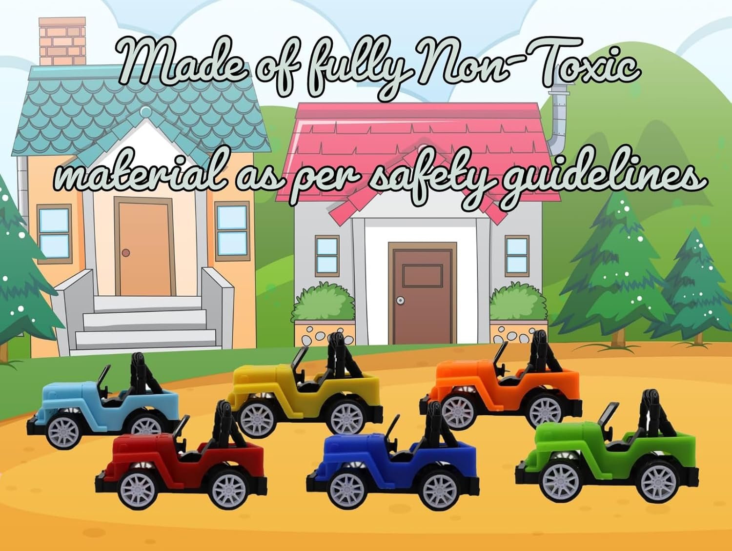 LM-629 {Set of 6} Pull Back SUV Car Toys , Off-Road Jeep & Racer Vehicle Lightweight High-Speed Plastic Body (Multicolor) - Image 3