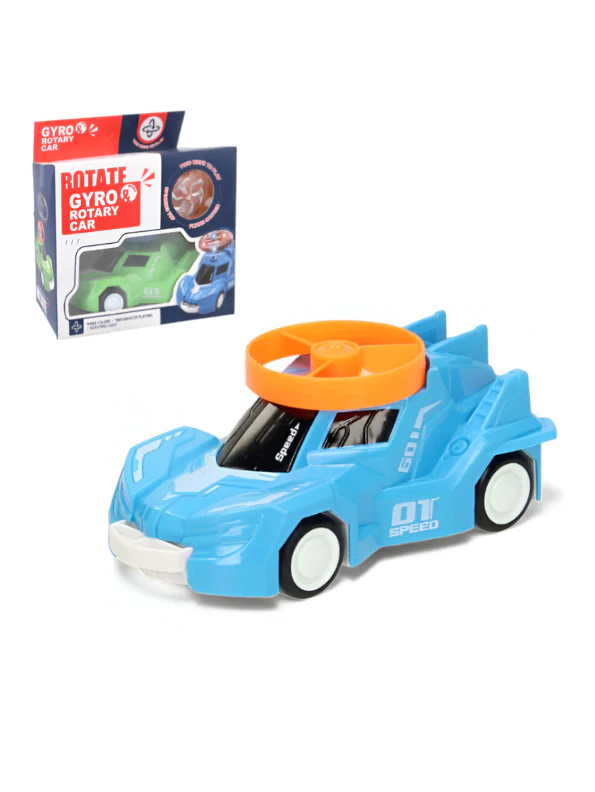 987B-28 Speed Friction Powered Rotary Gyro Car with Flying Disc Shooter - Pull Back & Launch Toy Car for Kids - Image 2