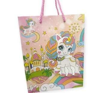 10713 3D Glitter Paper Gift Bag Unicorn Magical 23 X 18 X 10cm 1pc Multicolor