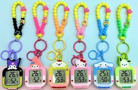 11254 Cartoon Character Digital Temperature Keychain for kids random