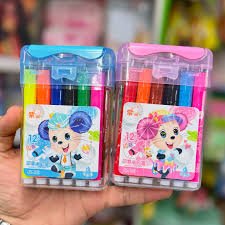 ZS-208 12 Color Stamp Markers - Marker Pens With Cute Stamp, Dual Tips Art & Craft Color Stamp Markers Nib Sketch Pens